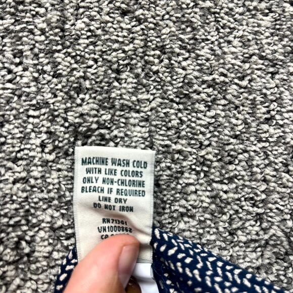 L.L. Bean Womens Large Blouse Top Black White Print Organic Cotton Button Front - Picture 14 of 15